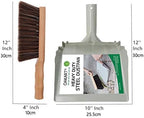 Metal Dust Pan and Brush Set Soft Bristle Wooden Broom Heavy Duty for Fireplace, Garage, Workshop