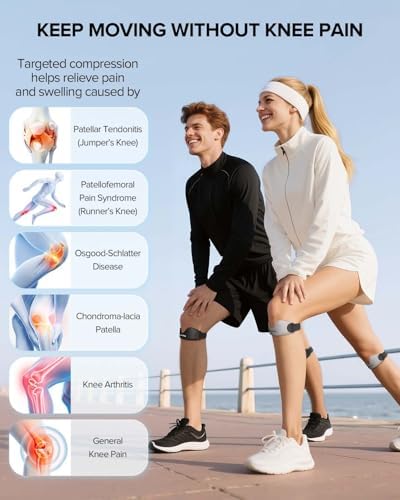Patellar Tendon Support Strap 2 Pack, Knee Brace for Women & Men, Patella Band for Running Hiking Basketball Gym Fitness Tennis Badminton Cycling, Offers Relief from Meniscus Tear and Knee Pain.