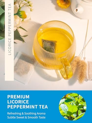 TeeLux Licorice Peppermint Tea, Natural Soothing Peppermint with Sweet Licorice Root, Caffeine Free, 100 Count