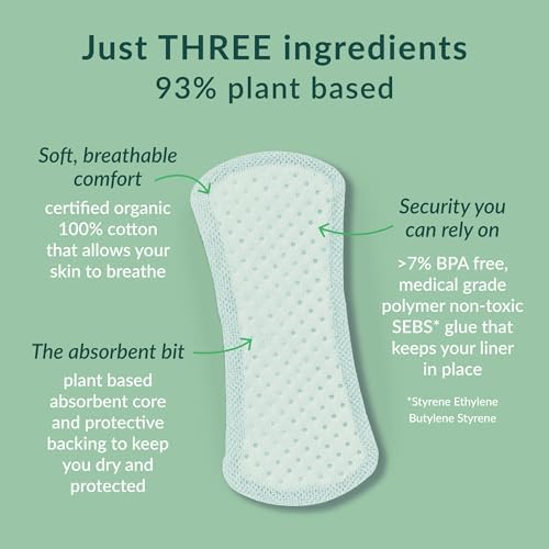 Natracare Natural Organic Cotton Curved Panty Liners for Sensitive Skin, Shaped for Extraordinary Everyday Comfort, 30 Liners Per Box (Pack of 16 Boxes, 480 Liners Total)