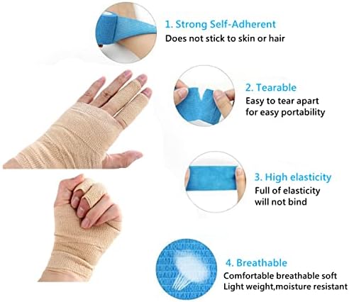 12 Pack 2" x 5 Yards Self Adhesive Elastic Bandage Wrap Stretch Self-Adherent Tape for First Aid,Sports, Wrist, Ankle (12 Colors)