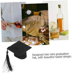 Zerodeko 20pcs Mini Graduation Cap Bottle Covers Decorative Wine Bottle Toppers Tassels for Graduation Party Favors and Craft Projects Tassel Design