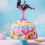 Sitting Girl Happy Birthday Cake Topper Wine Glass Sexy Girl Makeup Spa Party Themed For Lady Women Birthday Silhouette High Heeled Decorations Supplies
