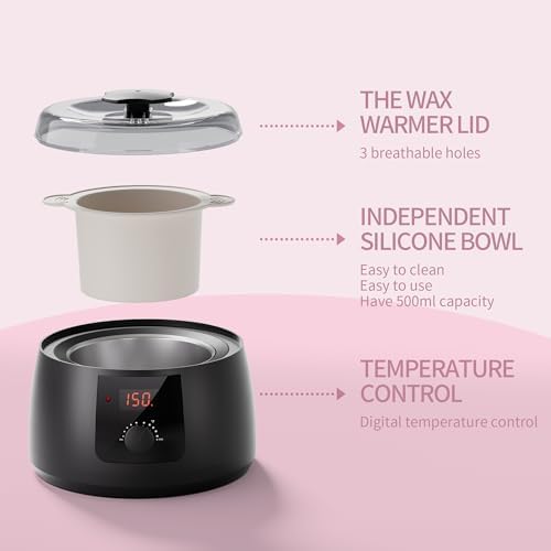 Wax Warmer, Waxing Kit for Women, Hot Melt Hard Wax Warmer for Hair Removal, Wax Heater wax kit with Non-Stick Easy Clean Pot for Home or Salon.