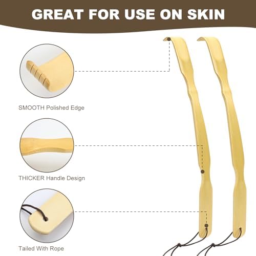 3 Pack Wooden Back Scratcher, 17 Inch Curved Long Handle Bamboo Back Scratchers Ideal Gifts for Adults Men Women, with Beautiful Gift Packaging