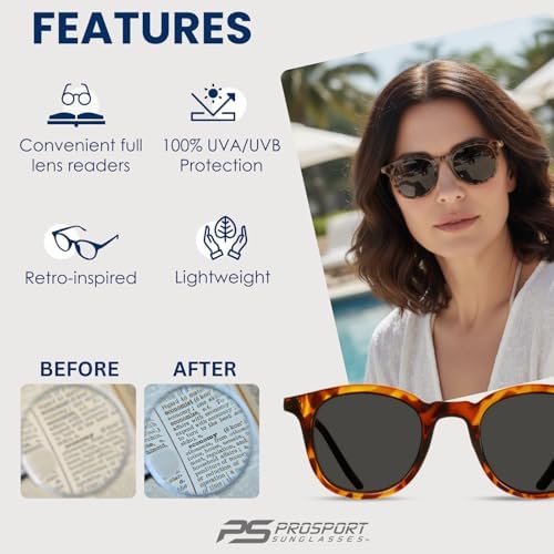 proSPORT Tinted Full Lens Reading Sunglasses UV Protection Lightweight Retro Style Unisex Up to +4.00