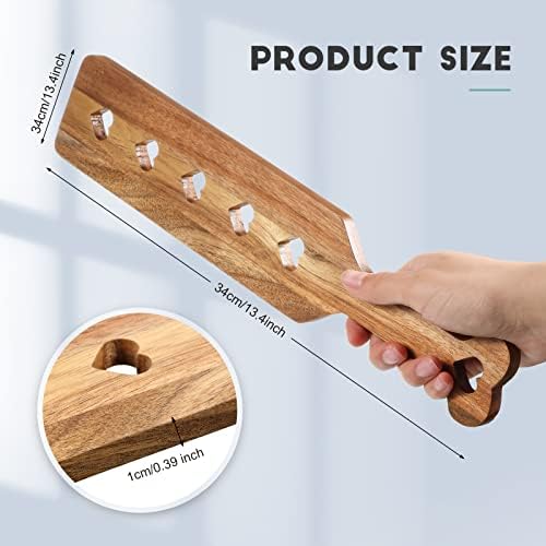 Baderke Wooden Paddle for Discipline with Airflow Holes 13.4 Inch Acacia Fraternity or Sorority Greek Wood Paddle Solid Thick Lightweight with Smooth Surface
