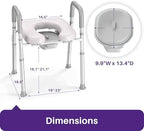 KEKOY 2-in-1 Bedside Commode for Seniors, Tool-Free Assembly Commode Chair with Adjustable Width, FSA HSA Eligible 400LBS Capacity Padded Toilet Seat, Raised Toilet Seat with Handles for Bathroom