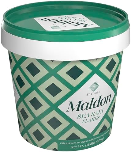 Maldon Salt, Sea Salt Flakes, 20 oz (570 g), Resealable Tub – Kosher, Natural, Unique Gourmet Pyramid Shaped Salt Flakes, Perfect for a Wide Range of Dishes, Hand-Harvested for Four Generations