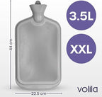Hot Water Bottle with Cover XXX Large - 3.5L Grey Hot Water Bag for Pain Relief - 118Fl Oz Extra Large Washable Soft Faux Fur, Big Hot Water Pack for Sore Muscles, Period Cramps, Hot and Cold Compress
