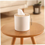 Round Tissue Box with Bamboo Lid Decorative Waterproof Toilet Paper Roll Cover for Bedroom, Dinner Table, Office, Kitchen Bathroom Tissue Box Cover