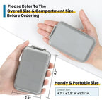 14 GRIDS Travel Pill Organizer Box with Labels - Travel Medicine Case Kit - Pocket Daily Pharmacy Container - Travel Medication Holder Dispenser for Fish Oil Vitamin Supplement Storage - Grey
