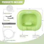 Inflatable Shampoo Basin - Portable Shampoo Bowl, Hair Washing Basin for Bedridden, Disabled,Injured, Hair Wash Tub for Dreadlocks and at Home Sink Washing (Green, 15in Inner)