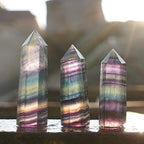 MIMOSA Healing Crystal Wands,Mini Size Natural Crystal Quartz Standing Point|1-2.5'' Amethyst Crystal,Rainbow Fluorite Crystal &Natural Black Tourmaline in Quartz Crystal Tower&Deep Amethyst Cluster