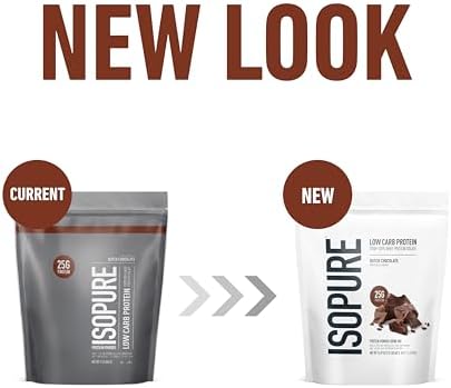 Isopure Low Carb 100% Pure Whey Isolate Protein Powder, Gluten Free, With Vitamins, Dutch Chocolate, 25g Protein Per Serving, 1 Lb, 14 Servings (Packaging May Vary)
