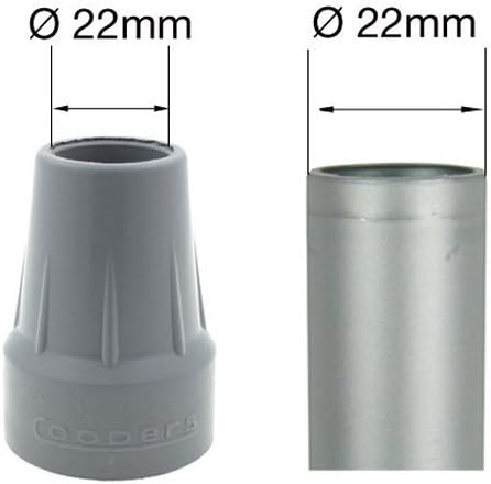 Coopers Heavy Duty Latex-Free Rubber Cane Crutch Tips Ferrules 7/8" (22mm) - Pack of 2