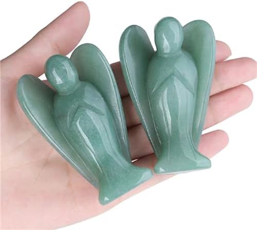 YATOJUZI 3" Green Aventurine Angel Decor Big Hand-Carved Angels Guardian Sculpture Statue Figurines Natural Crystal Stones and Healing Crystals Home Room Office Desk Decoration Wisdom Gifts for Women