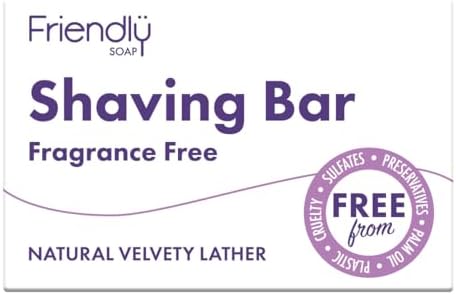 Friendly Soap Handmade Natural Fragrance Free Shaving Soap - Smooth, Gentle, sensitive 95g