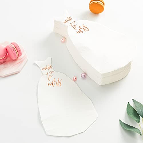 Crisky Rose Gold Miss to Mrs Napkins for Bridal Shower Engagement Party Decorations Rose Gold Foil Cocktail Napkins Disposable, 3-Ply, 50 Counts