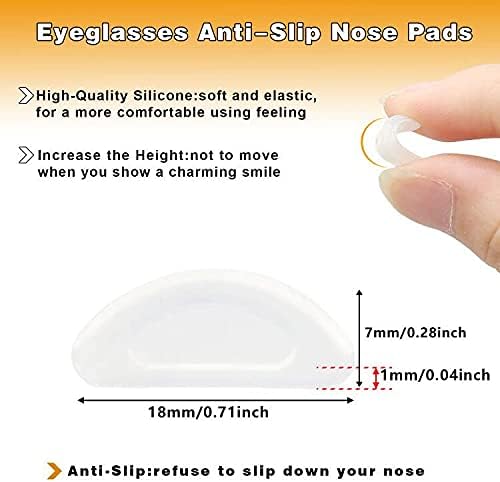 1.0mm Eyeglass Nose Pads 20 Pairs Stick On Silicone Anti-Slip Adhesive Nose Pads Cushions for Eyeglasses Sunglasses Thin Nose Pads (Clear)