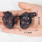 Garnet Heart Crystal Figurines, 2.1 Inch Crystal Heart Love Statue for Home Decor, Meditation and Stress Relief, Hand Carved Natural Healing Stone Cardiac Sculpture Spiritual Gift for Women