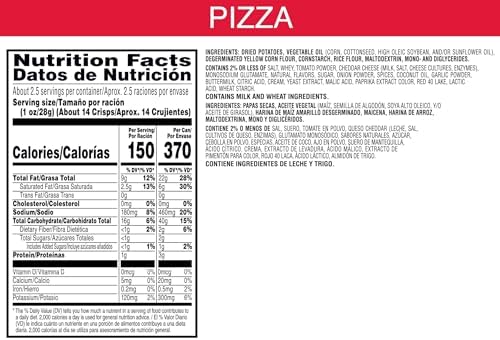 Pringles Potato Crisps Chips, Lunch Snacks, On-The-Go Snacks, Grab n' Go, Pizza (12 Cans)