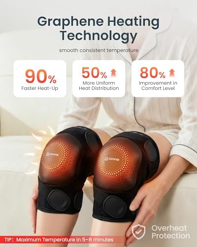COMFIER FSA Cordless Knee Massager with Heat and Vibration for Pain Relief,HSA Eligible Items,Graphene Heating Pad for Knee with 5 Massage Modes,Rechargeable Heated Knee Brace,Mother‘s Day Gifts