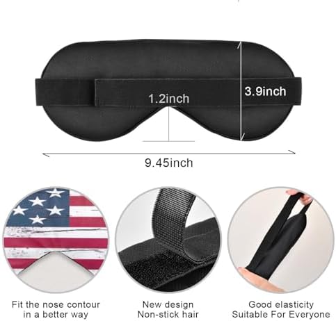 American Flag Sleep Mask Soft Cooling Eye Masks for Sleeping with Elastic Strap Night Blindfold for Women Men Travel