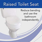Homecraft Savanah Raised Toilet Seat with Lid, 4" Elevated Seat for Seniors, Universal Fit for Most Standard Toilets, Portable & Tool-Free, Seat Riser, Ergonomic Design, White