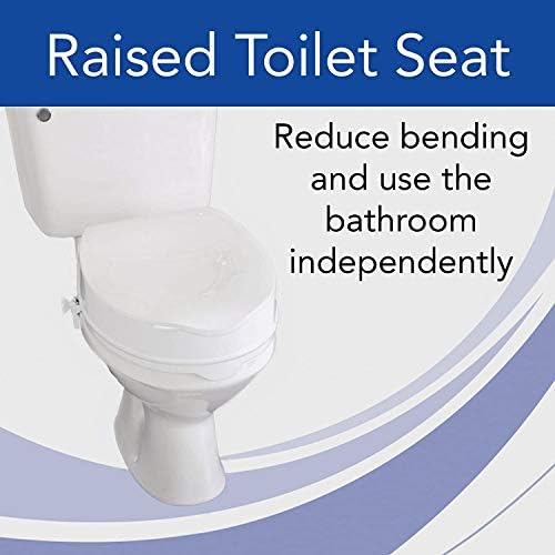 Homecraft Savanah Raised Toilet Seat with Lid, 4" Elevated Seat for Seniors, Universal Fit for Most Standard Toilets, Portable & Tool-Free, Seat Riser, Ergonomic Design, White