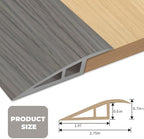 Floor Transition Strip Door Threshold 36 inch, 1/2'' ~ 3/5'' Threshold Ramps for Doorways, Vinyl-Transition Strip for Door Floor (Wood Grain Gray)