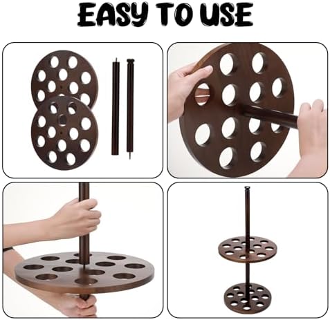 Colingmill Walking Cane Holder Stand Wood Walking Stick Display Stand 12 Slot Cane Rack Display Stands Double Layer for Entryway