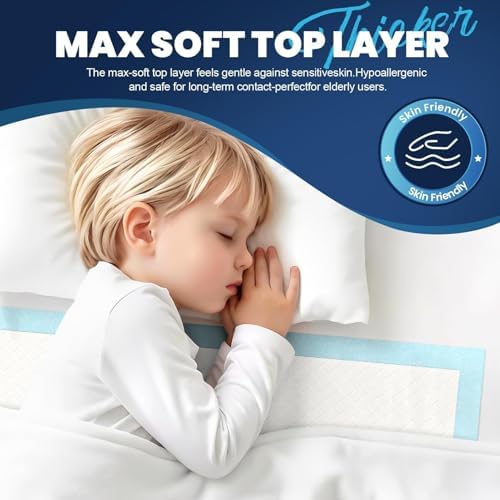 MILDPLUS Heavy Duty Underpad 36''x36'' 50 Count 125 Grams Extra Large Chucks Pads 3XL Disposable Bed Pads, Super Absorbent Incontinence Pads for Adults, Kids, Pee Pads (Blue)