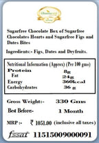 Ghasitaram Gifts Valentines Gift Valentines Day Chocolates for Girlfriend/Boyfriend/Husband and Wife Sugarfree Chocolate Box of Sugarfree Chocolates Hearts and Sugarfree Figs and Dates Bites