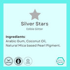 Dye-Free Edible Glitter Stars - Vegan, Gluten-Free & Non-Toxic | Perfect for Cakes, Cupcakes, Drinks & Desserts by Simply Sucré (Silver, 2 Grams)