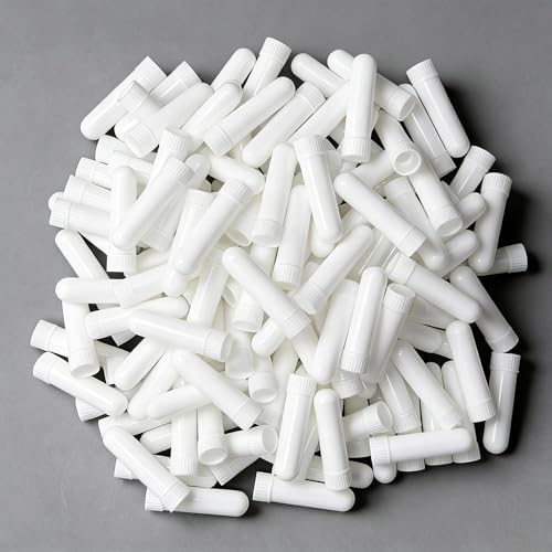 100PCS Essenial Oil Aromatherapy Blank Nasal Inhtaler Tubes (Includes 100 inhalers+110 unscented Wicks+5 Plastic Droppers+2Plastic Tweezers)