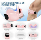GOUNOD Patellar Tendon Support Strap 2 Pack,Silicone Knee Strap for Knee Pain Relief,Patella Band for Basketball, Jumpers Knee, Tendonitis, Running, Hiking, Soccer, Osgood Schlatter (Pink)
