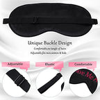 Geyoga 4 Pieces Funny Eye Mask for Sleep Soft Satin Blocking Blindfold with Adjustable Strap Silk Eye Cover Out Lights for Women Men Travel, Nap, Meditation (Black with Red Words,Classic Style)