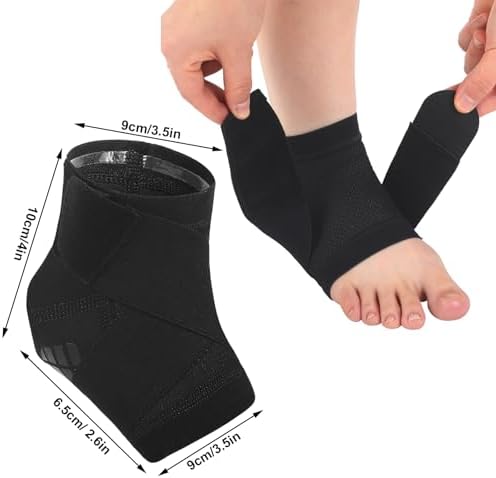Shyyween 2 Pcs Waterproof Ankle Brace Breathable Nylon Ankle Wrap Foot Support Compression Black Sprained Ankle Sleeve for Men Women Sports Swimming Running