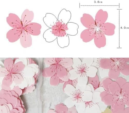 60PCS Edible Cherry Blossoms Rice Paper Cake Cupcake Toppers for Baby Shower Kids Birthday Spring Party Cherry Blossoms Wafer Paper Cake Decorations Supplies