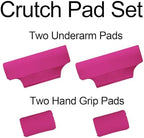 Underarm Crutch's Pad and Hand Grip Covers Universal Forearm Handle Padded Cushion Sets Accessories for Crutches Pads for Armpits (Rose Red)