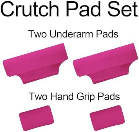 Underarm Crutch's Pad and Hand Grip Covers Universal Forearm Handle Padded Cushion Sets Accessories for Crutches Pads for Armpits (Rose Red)