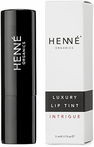 Henné Organics Luxury Lip Tint - Moisturizing, Sheer Natural Color - Intrigue (Brick Red)