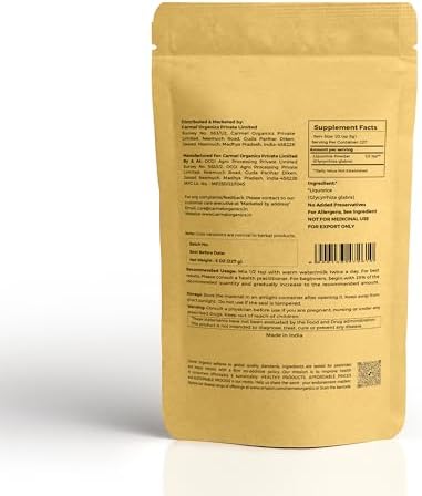 CARMEL ORGANICS Licorice Root Powder - 8 Ounce | Herbal Supplement | Natural Sweetener and Digestive Aid | Non-GMO | No Added Preservatives & Additives