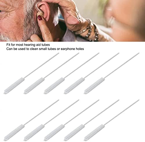 10 Pcs Hearing Aid Vent Tube Cleaning Brush, Professional Nylon Hair Hearing Aid Tube Cleaning Tool Accessory for Clean Small Holes or Pipes
