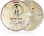 Jin ZHen Ripe Puerh Tea Cake 12.59 oz Shu Puer Aged Fermented Puerh Pu erh Black Tea for Daily Drink and Gift