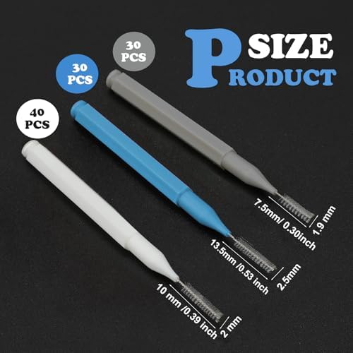 Patelai 100 Pieces Braces Dental Brush for Cleaner Interdental Toothpick Dental Tooth Flossing Head Oral Hygiene Flosser Toothpick Cleaners Tooth Tool(Blue, Grey, White,Various Sizes)