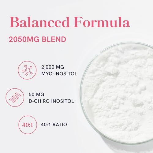 Myo-Inositol & D-Chiro Inositol for Hormone Balance for Women | Fertility, Ovarian Health & Cycle Support | Ideal 40:1 Ratio, Myoinositol 2000mg & D Chiro 50mg | Ovarian Support Vitamins | 120 Ct.