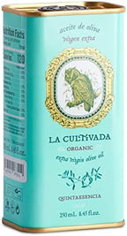 Organic Extra Virgin Olive Oil. Cold Pressed. Quintaesencia - Certified Organic by S.C. CAAE. Gold Medal Winning Oil. Blend of Arbequina, Hojiblanca and Picual. 500ml tin (GB-ORG-04)