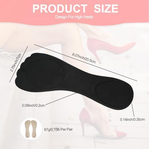 2 Pair Insoles for Heels, High Heel Shoe Gel Insoles Women, Comfort Pads, Inner Soles for Women Shoes Sandals